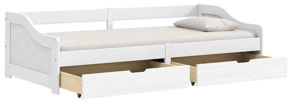 IRUN fehér tömör fenyőfa kanapéágy 2 fiókkal 90 x 200 cm