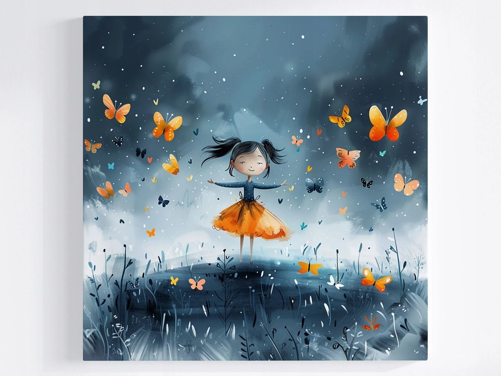 Poszter Gyerek Lány Tánc Balett Rét Pillangók 40x40