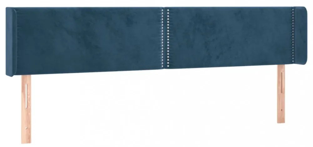 sötétkék bársony LED-es fejtámla 203 x 16 x 78/88 cm
