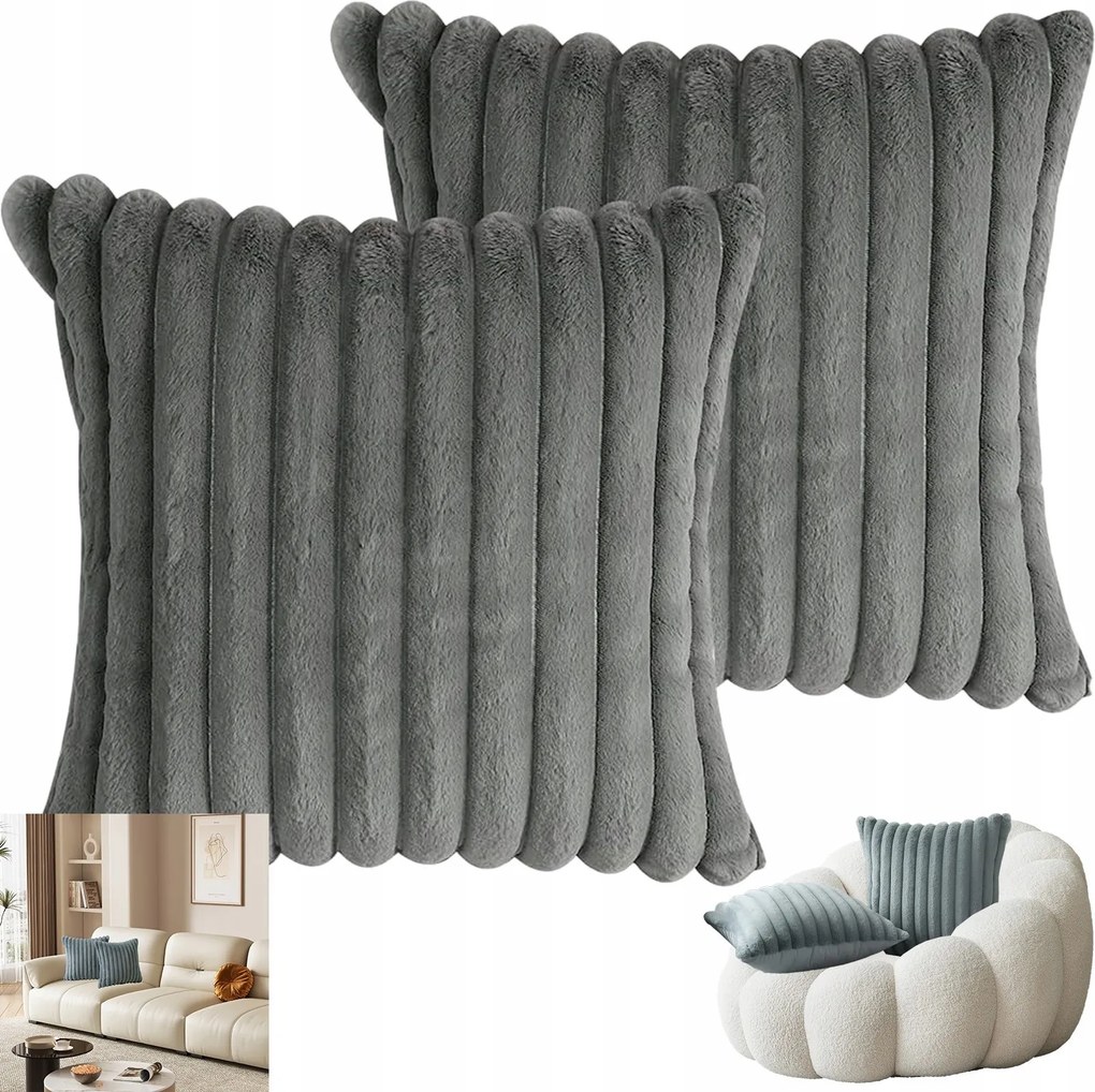 Párnahuzat szett, 2 db-os, Velvet Decor párnahuzatok, dombornyomott szürke, 45x45 cm