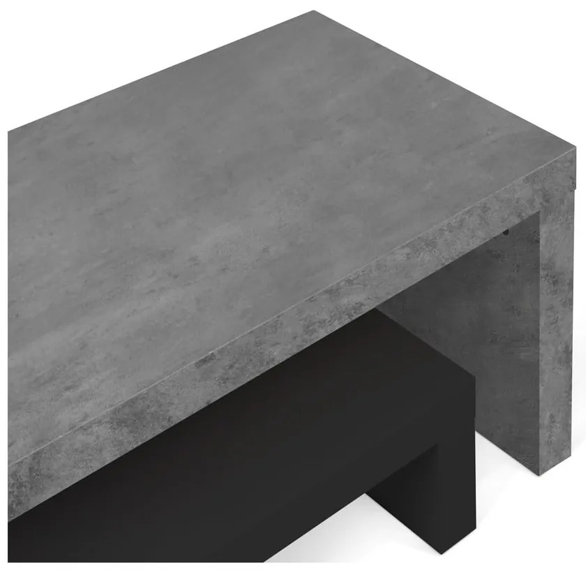 Cliff fekete dupla TV állvány beton dekorral, 125 x 20 cm - TemaHome