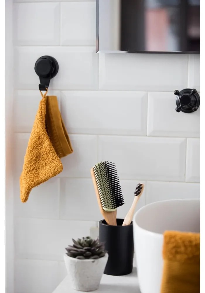 Fekete öntapadós acél akasztó szett 2 db-os Bestlock – Compactor