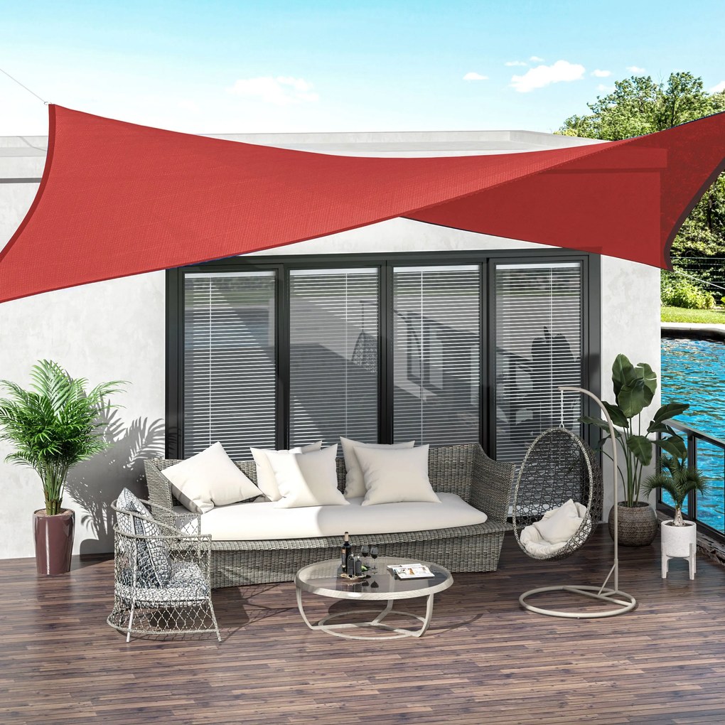 Outsunny Téglalap alakú Árnyékoló Vitorla 4x6m Külső UV Védelem Vászon 185g/m² HDPE, kert, terasz, szabadtéri patio, medence, erkély, terrakotta tégla