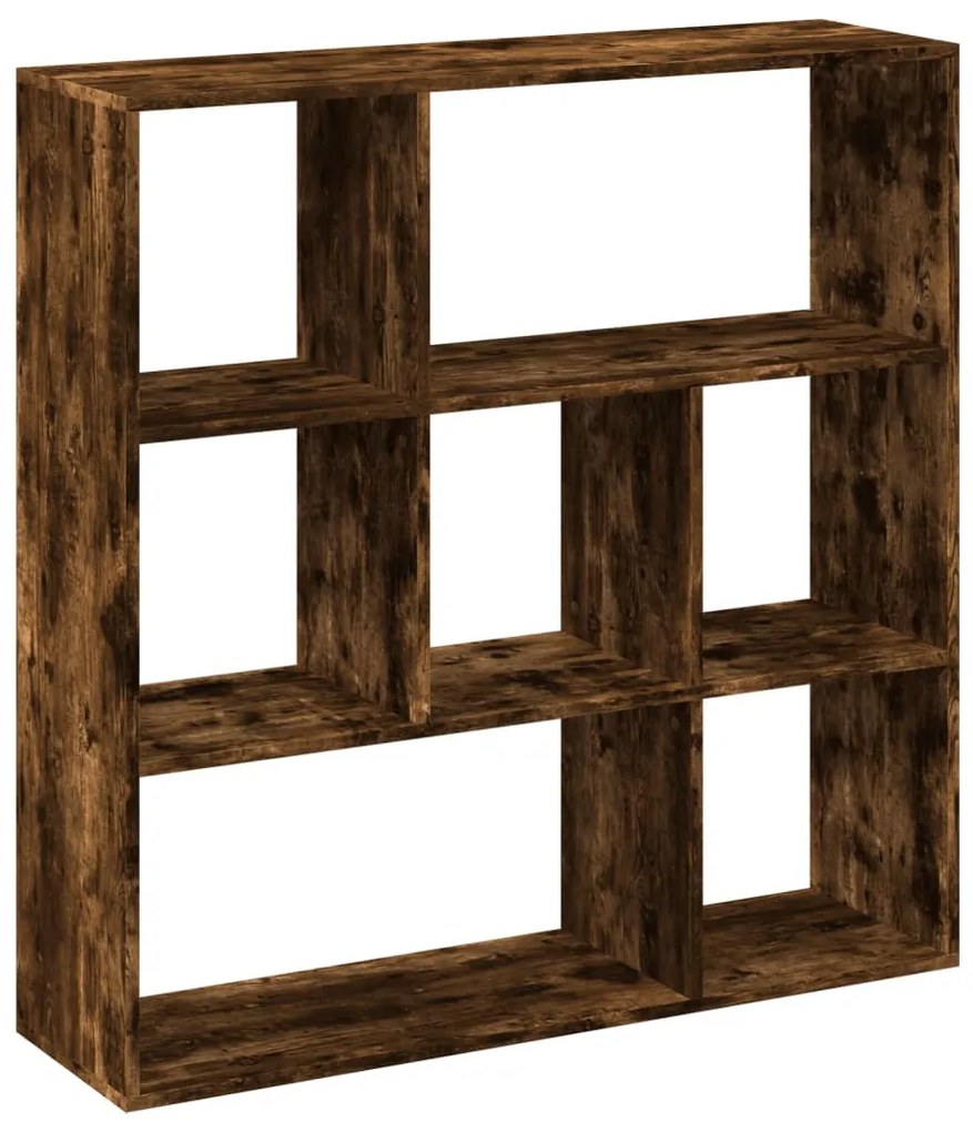 füstös tölgy szerelt fa elválasztó könyvespolc 102x29x103,5 cm