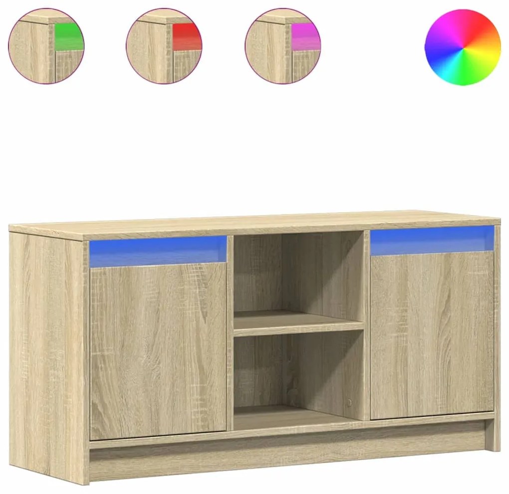 sonoma tölgy színű szerelt fa LED-es TV-szekrény 100x34x50 cm