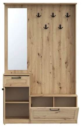 KAVI előszobafal tükörrel, artisan tölgy