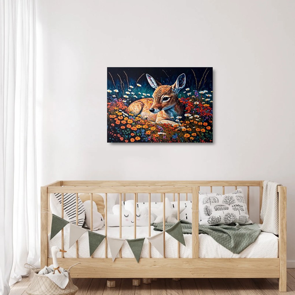 Üveg kép - Festett szarvas (70x50 cm)