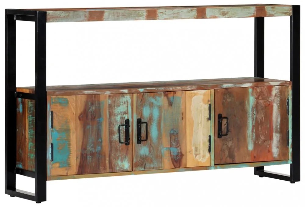 tömör újrahasznosított fa tálalószekrény 120 x 30 x 75 cm
