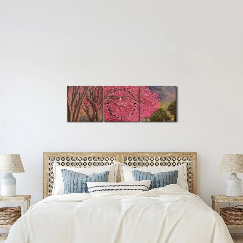 Virágzó fák képe (órával) (90x30 cm)