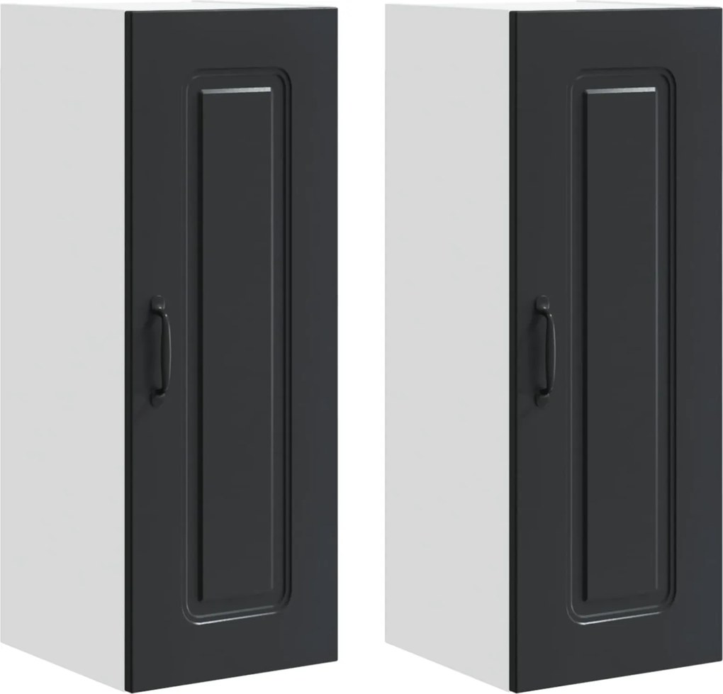 vidaXL Konyhaszekrény Kalmar 2 pcs Fekete 30 x 31 x 80 cm Faanyag
