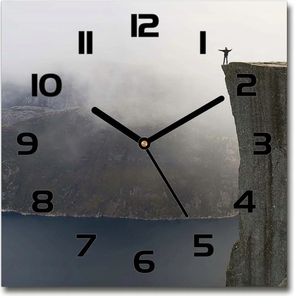 Csendes üveg falióra Norvég szikla 30x30 cm