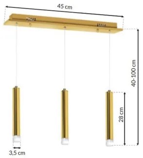 LED Csillár zsinóron GOLDIE 3xLED/15W/230V arany