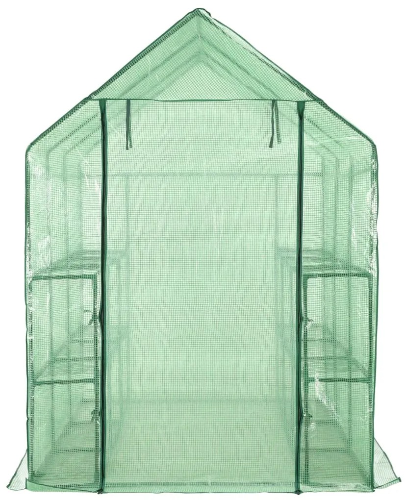 vidaXL acél melegház 12 polccal 143 x 214 x 196 cm