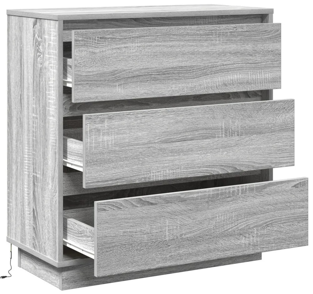 Éjjeli szekrény LED világítással Szürke Sonoma 71x34,5x75 cm MDF