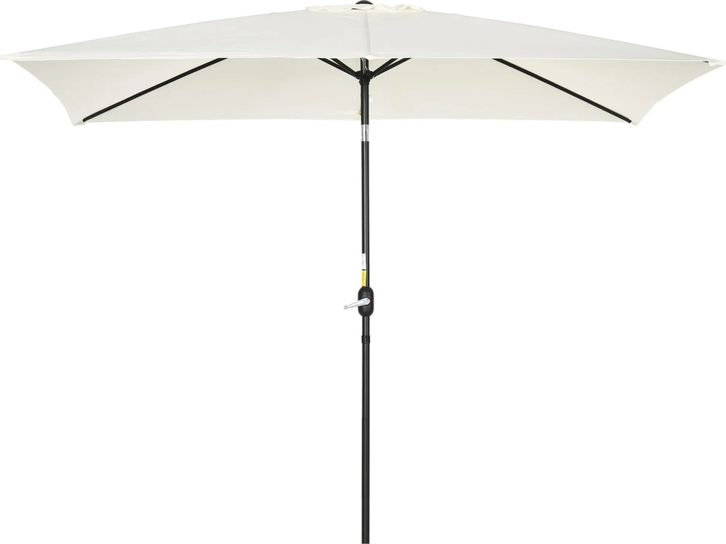 Outsunny Alumínium Napernyő 200x300x253 cm Téglalap alakú Kertiparaván Forgatókaros és Levehető UV-védett Lábazattal Teraszra, Medencéhez, Kertbe, Kül