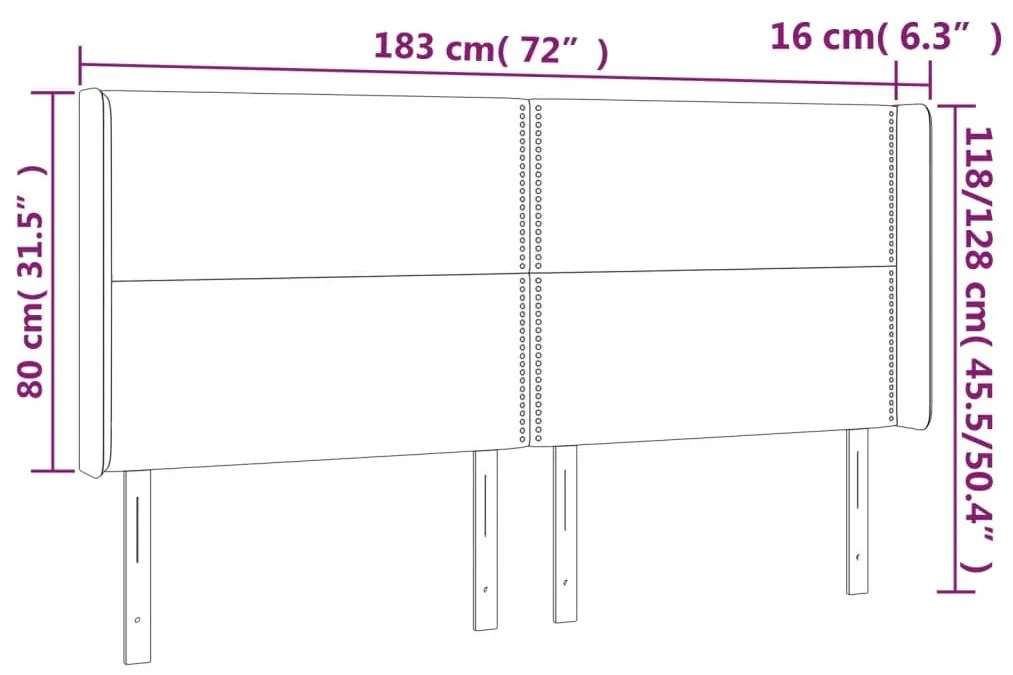 szürke műbőr LED-es fejtámla 183x16x118/128 cm