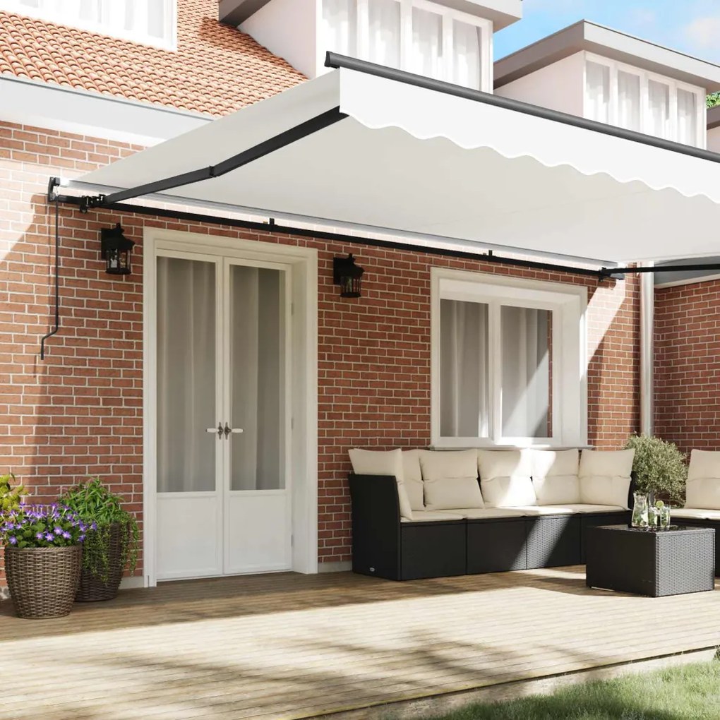 Behúzható napellenző Fehér 500 × 300 cm Poliészter és acél
