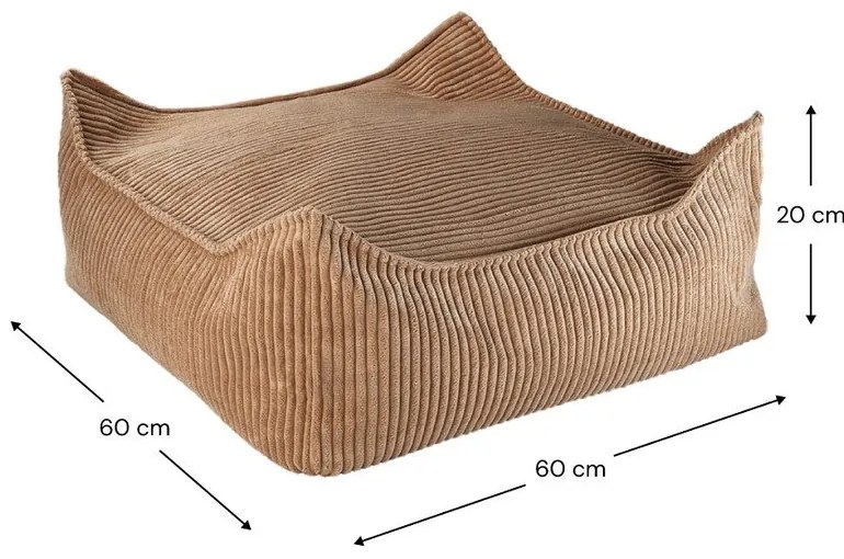 Barna kordbársony gyerek babzsákfotel Square – Wigiwama