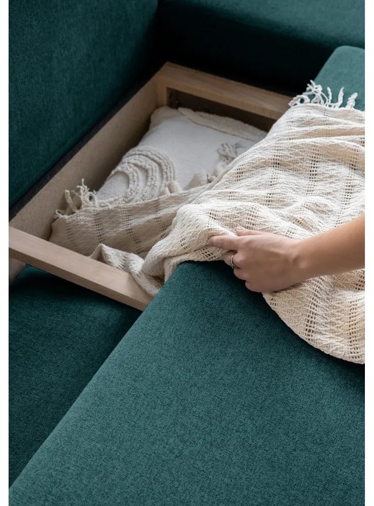 Scandic Lagom L türkiz kinyitható kanapé, jobb oldalas - Miuform