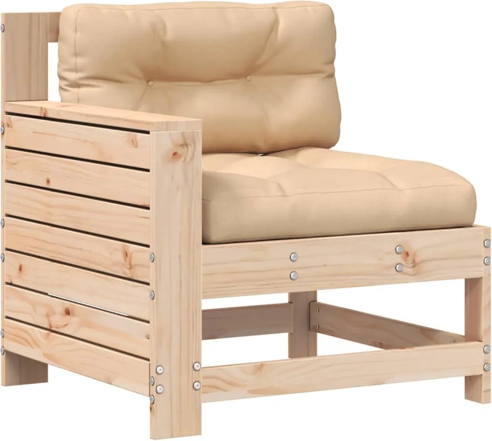 vidaXL tömör fenyőfa kerti karfás kanapé párnával
