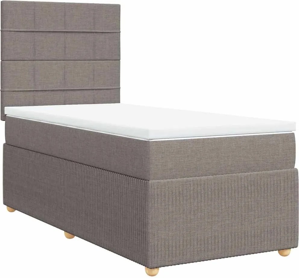 vidaXL tópszínű szövet rugós ágy matraccal 90 x 190 cm