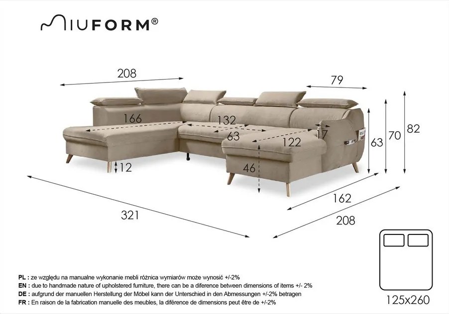 Világosszürke kinyitható sarokkanapé (bal oldali) Sweet Harmony – Miuform