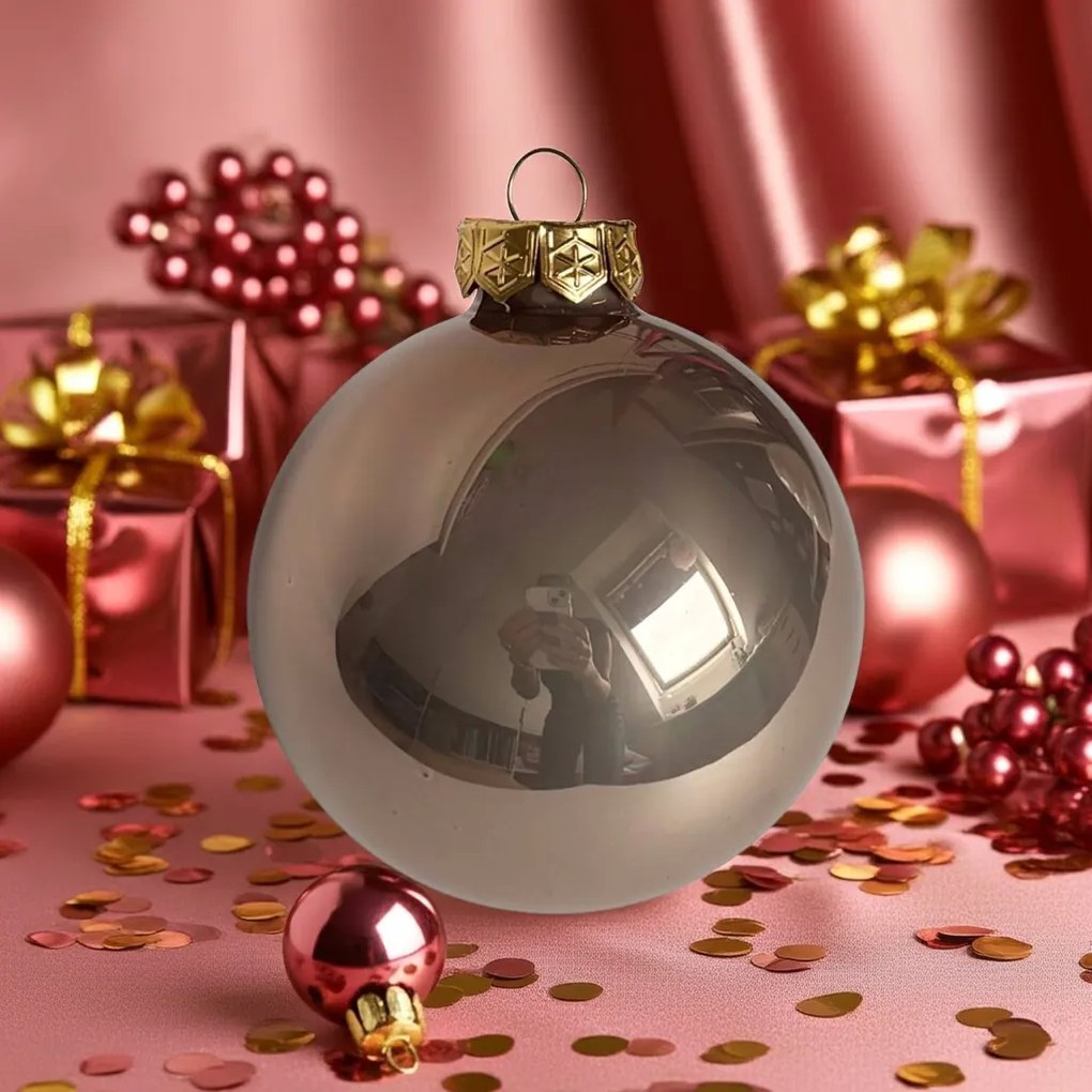 Rosegold üveg karácsonyi gömb szett 6*8cm