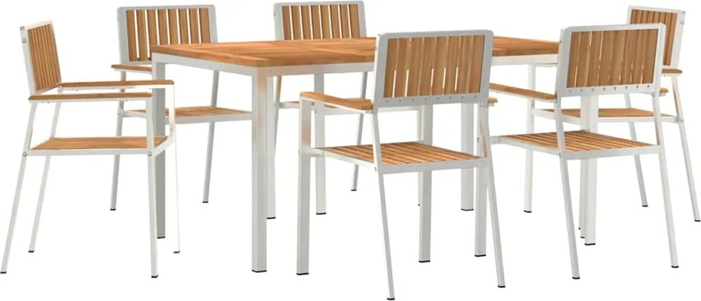 vidaXL Kültéri étkező szett 7 pcs Barna Tömör Teakfa