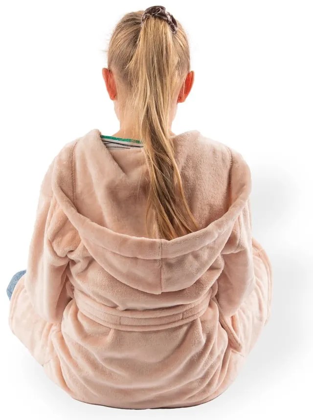 Rózsaszín mikroplüss gyerek fürdőköpeny Delux – Tiseco Home Studio