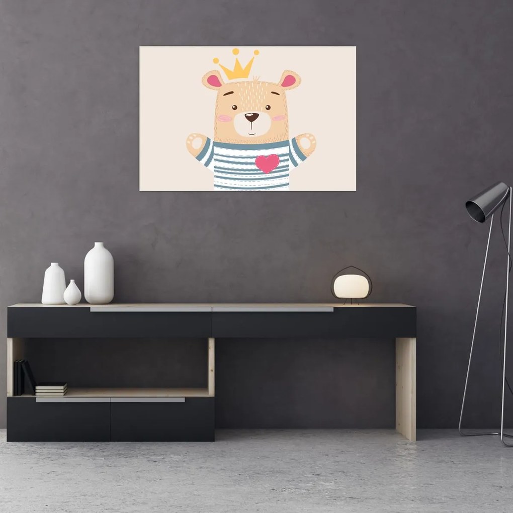 Kép - Teddy maci koronával (90x60 cm)