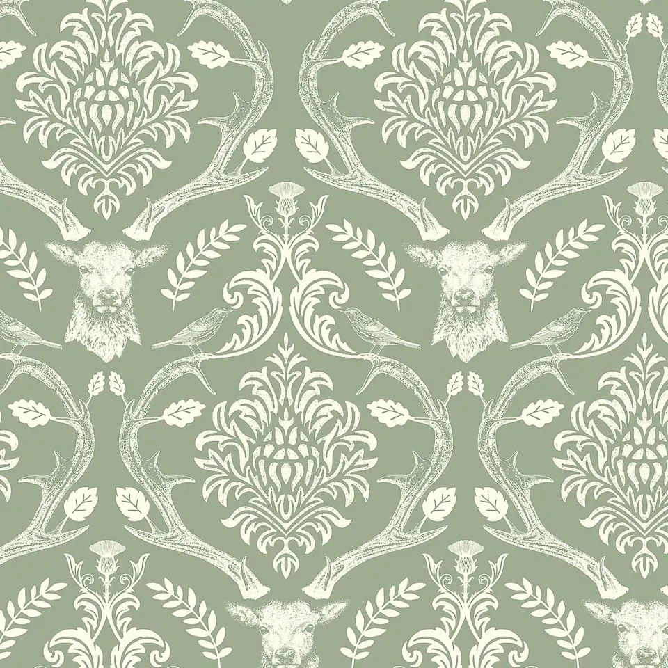 Arthouse Signature 2 Stag Damask zöld damaszt mintás papír tapéta – 923706