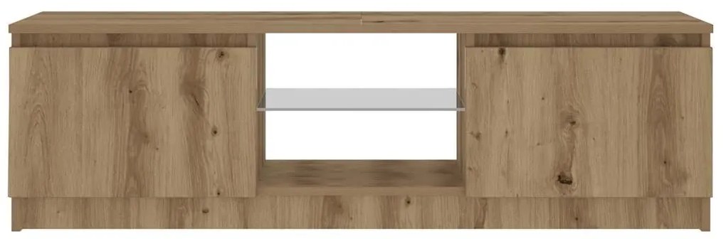 kézműves tölgy szerelt fa TV-szekrény LED-ekkel 120x30x36 cm
