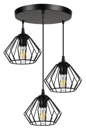 Csillár zsinóron CEED 3xE27/60W/230V fekete