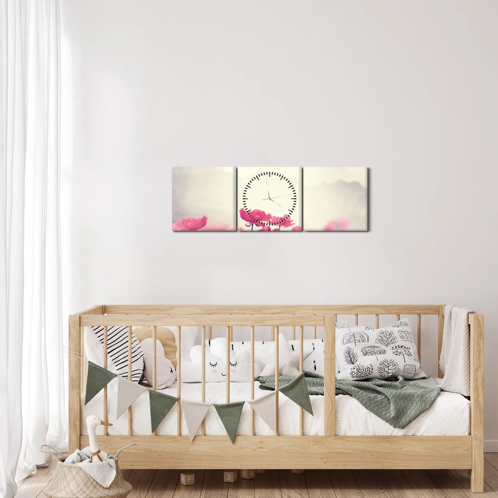 Kép - Pipacsok (órával) (90x30 cm)