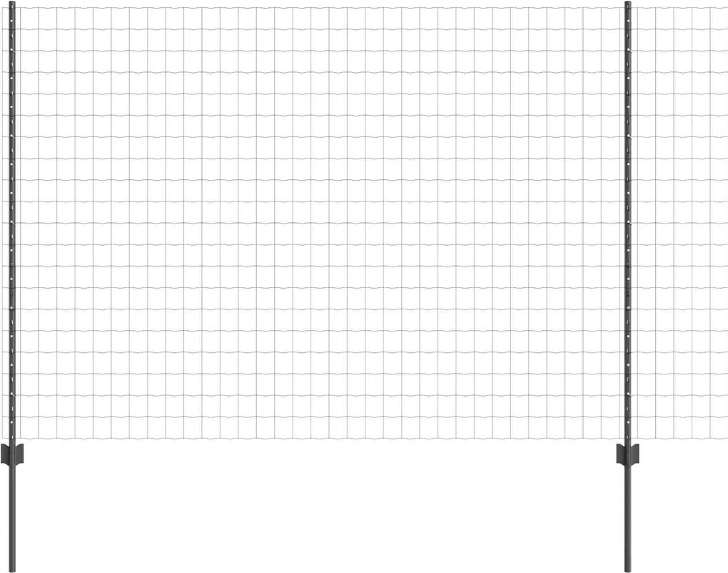 vidaXL Kerítés oszlopokkal Szürke 1,5 x 10 m Acél
