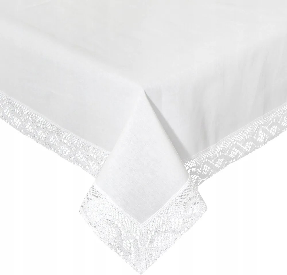 Abrosz dekoratív Susan 140x180 Eurofirany fehér, dekoratív csipkével