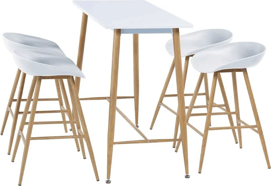 Bárasztal, fehér/bükk, MDF/fém, 110x50 cm, DORTON