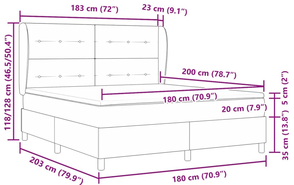 Boxspring ágy matraccal Világosszürke 180x200 cm Bársony
