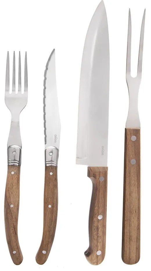 Ezüstszínű-natúr színű rozsdamentes acél evőeszköz készlet 15 db-os – Orion