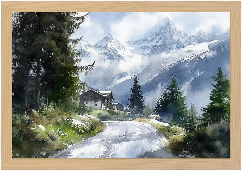 Poszter Keret Fa Tájkép Svájc Alpok Hegyek Jungfrau Út 60x40