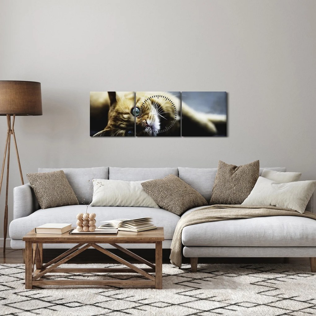 Macska képe (órával) (90x30 cm)