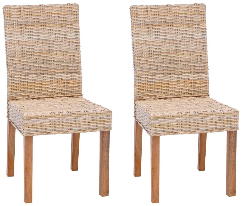 Étkezőszék 2 pcs Természetes 45 x 54 x 93 cm Tömör Mahagóni Fa