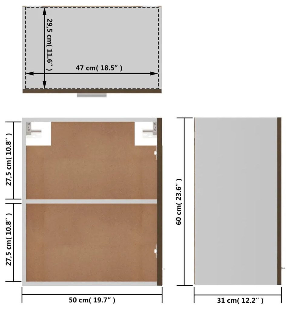 “Lyon” barna tölgy színű szerelt fa függőszekrény