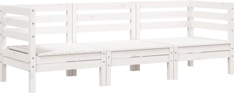 vidaXL fehér háromszemélyes tömör fenyőfa kerti kanapé