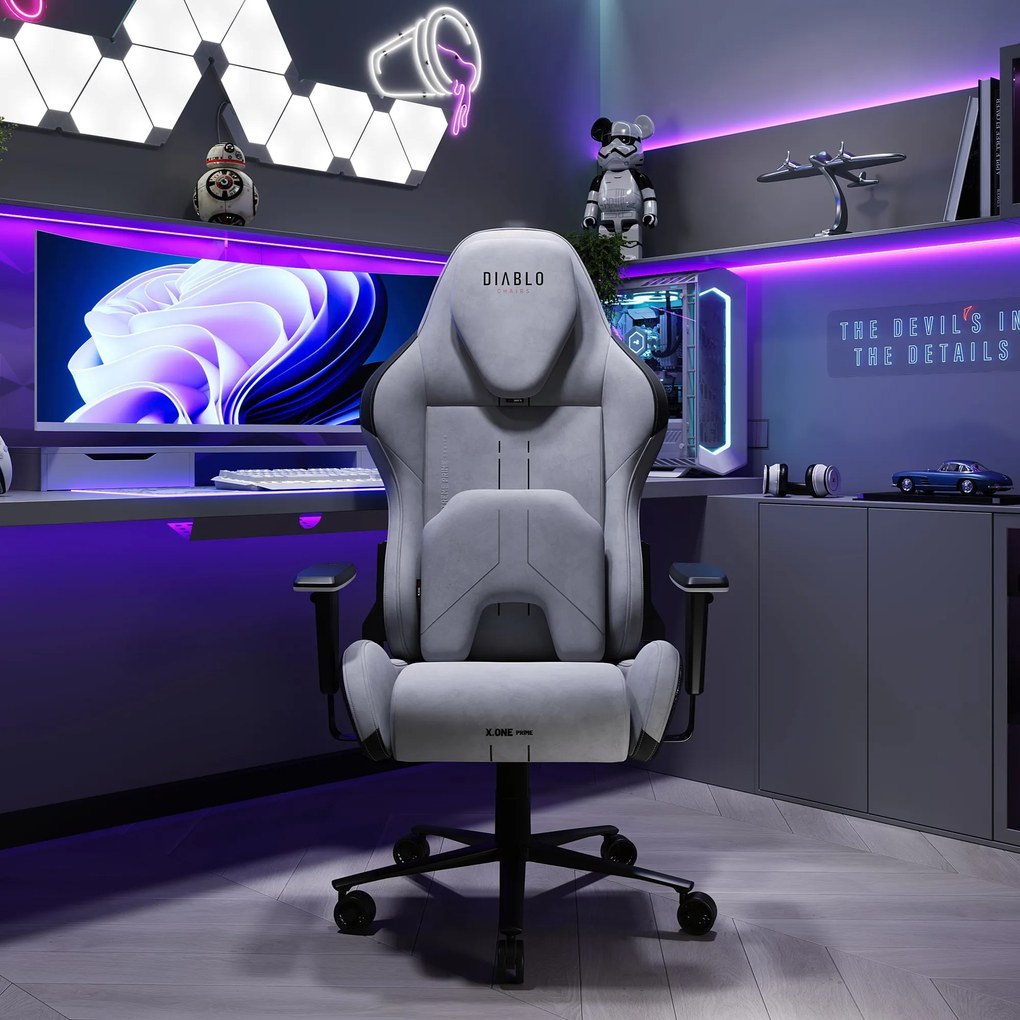 Gamer szék Normal Size, szürke-fekete: Diablo X-One Prime Nightwolf Moon