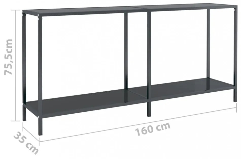 vidaXL fekete edzett üveg tálalóasztal 160 x 35 x 75,5 cm