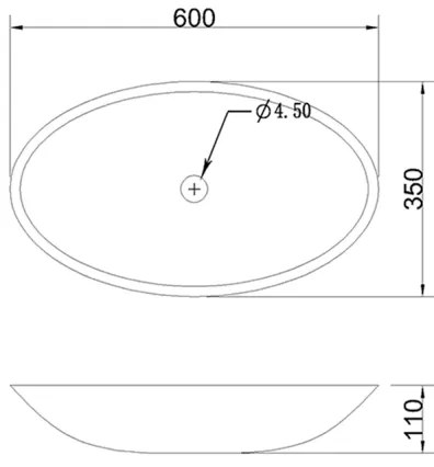 Sapho - BLOK 60x35 cm ráépíthető mosdó marquin/matt fekete