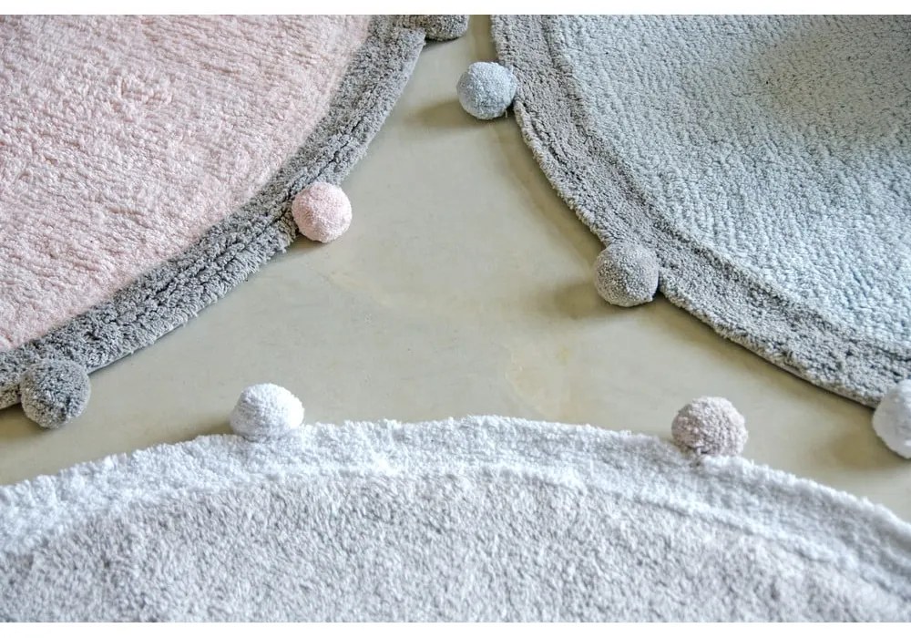 Világosszürke mosható kézi szövésű pamut gyerek szőnyeg ø120 cm Bubbly – Lorena Canals