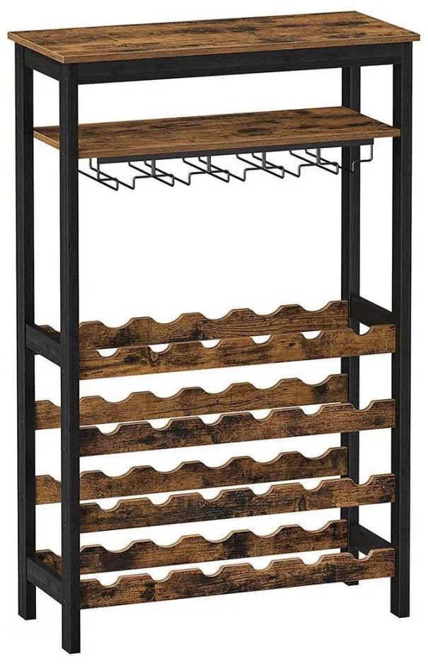 Többfunkciós bor- és pohártartó NAVARO barna/fekete