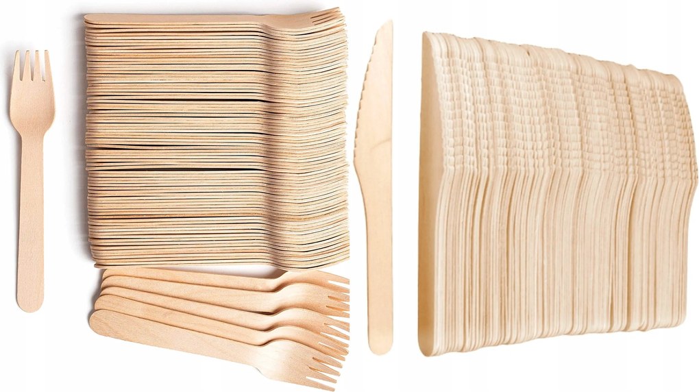 Öko box eldobható evőeszköz fa kés+villa